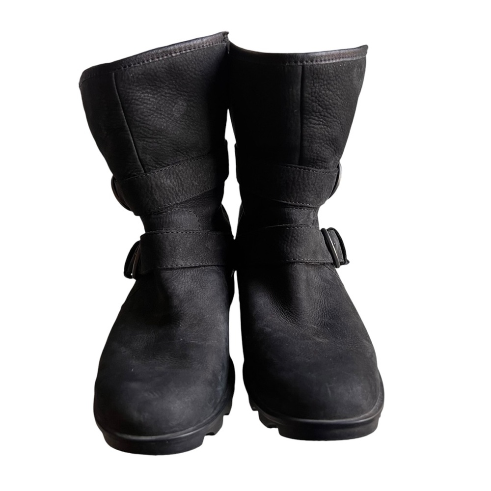 Sorel Womens Black Suede Leather Phoenix Boots Moto Waterproof Buckle Size 10 - Picture 3 of 13